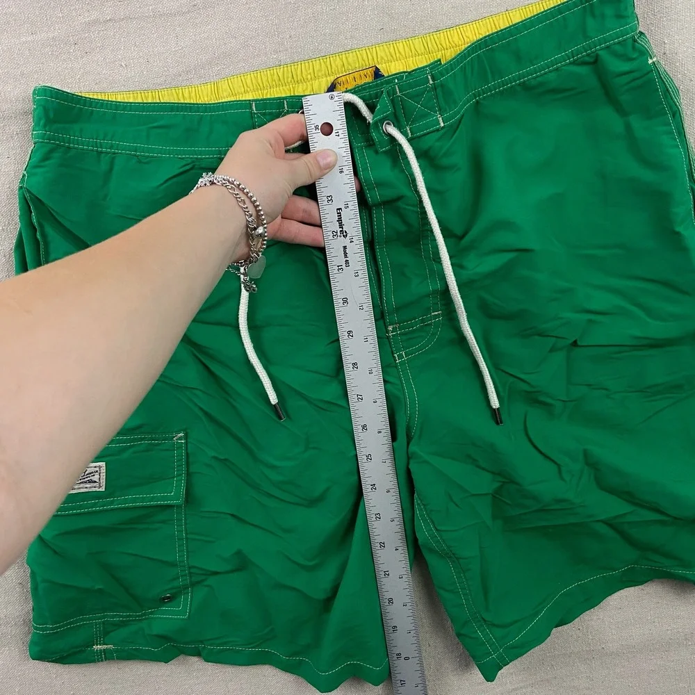 Polo‎ Ralph Lauren Swim Trunks Mens XL Green Cargo Pocket Drawstring Pony Logo
